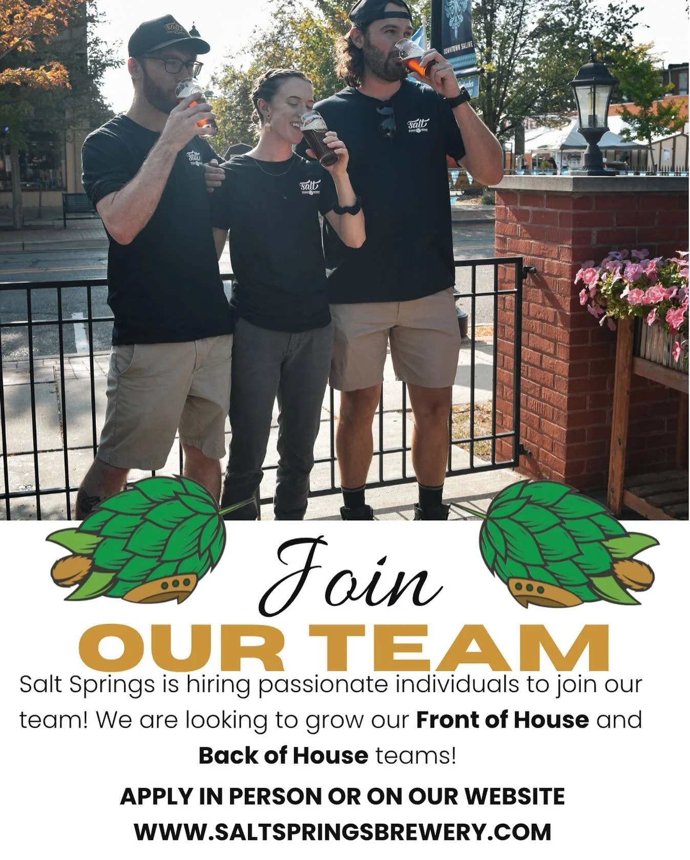 We’re hiring at Salt Springs Brewery! 🍻 Join our Front of House and Back of House teams and be part of the fun. Weekend availability is required. Love great beer, local vibes, and teamwork? Apply today in person or online at www.saltspringsbre