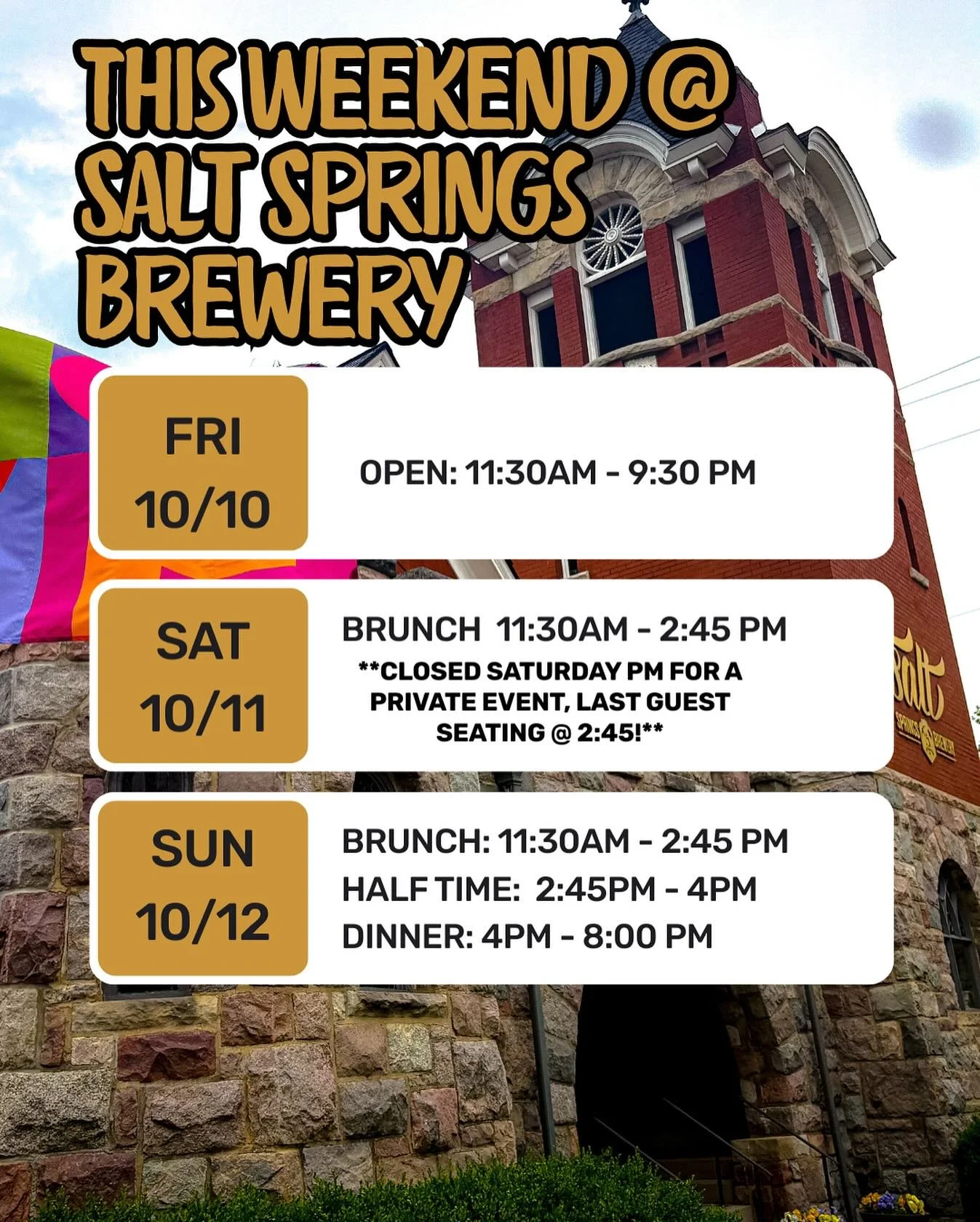 This weekend at Salt Springs Brewery! ✨