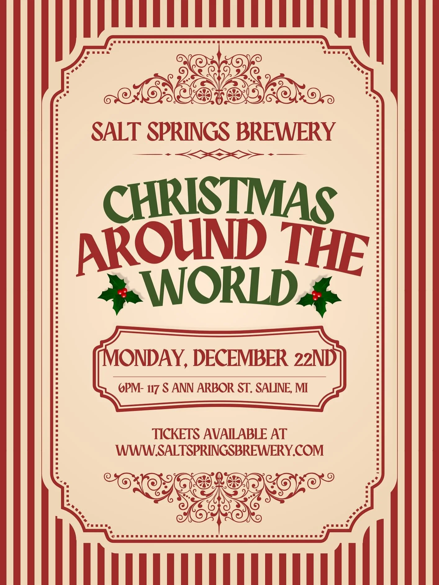 🚨‼️Just a few tickets left for Monday&rsquo;s Christmas Around the World Dinner! 5 global courses + perfect beer pairings = holiday magic.Dress to impress &amp; join us! $95 all-in. Grab yours at saltspringsbrewery.com
before they&rsquo;re gone!