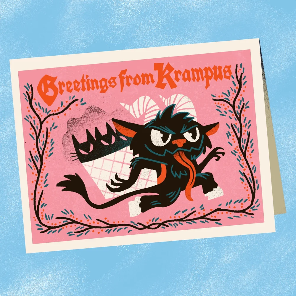 Rude Pets Club Greetings from Krampus Greeting Card — Rude Pets Club