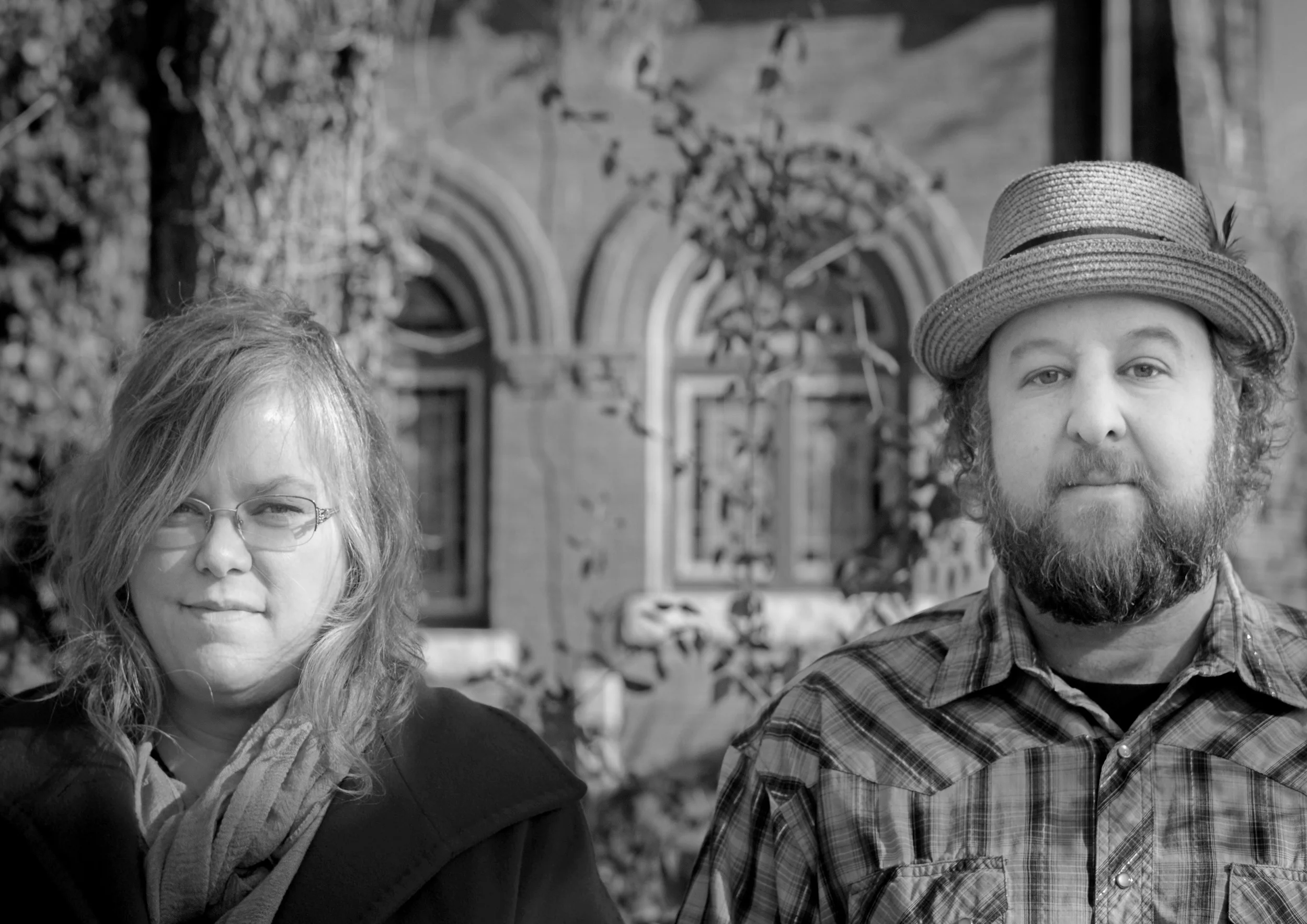 Betse &amp; Clarke building promotional photograph, B/W. Photo credit: Clarke Wyatt
