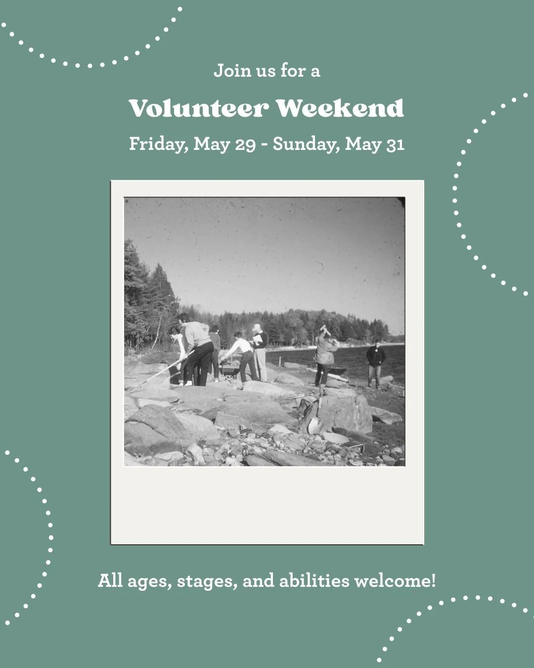 Join us May 29-31 for a weekend of work (and play!) as we complete various projects around ECC! Bring yourself, your family, or your friends for the day or stay overnight. (Participants must be 18+ or accompanied by an adult.) To help us plan for you