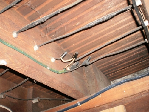 Knob and tube wiring in the basement ceiling