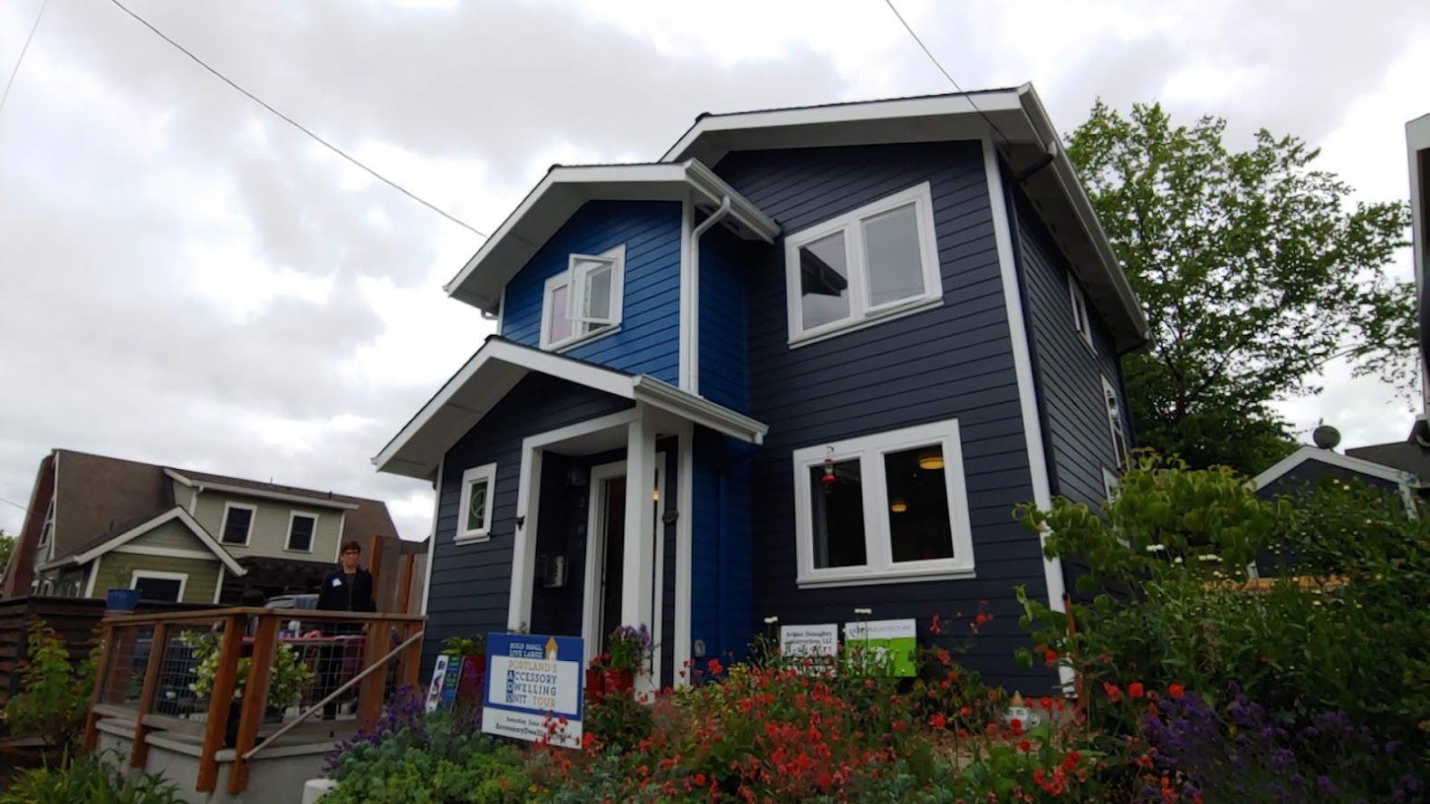 Looks like a normal house but this is a detached accessory dwelling unit (ADU) on same lot as the main house (to the right). Owner lives here and rents out main house which helps cover all construction costs and mortgage of main house - Designer: EmzedArchitecture.com