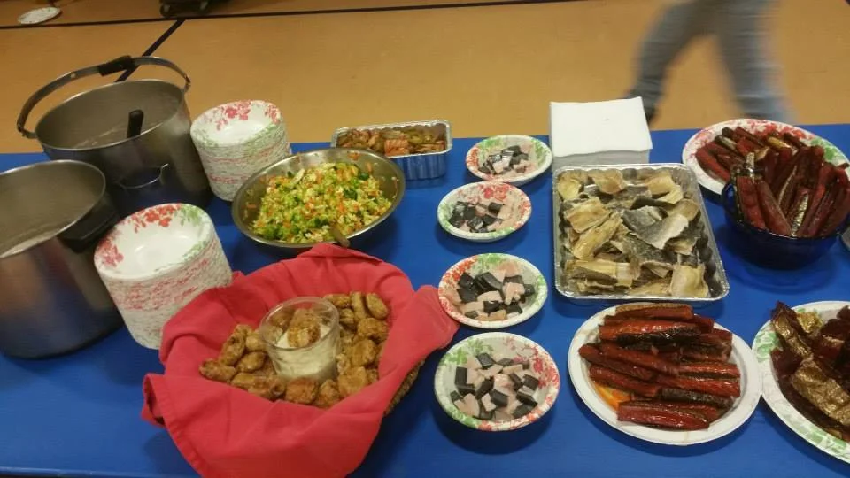 A tiny bit of the spread at the traditional foods feast potluck in Dillingham