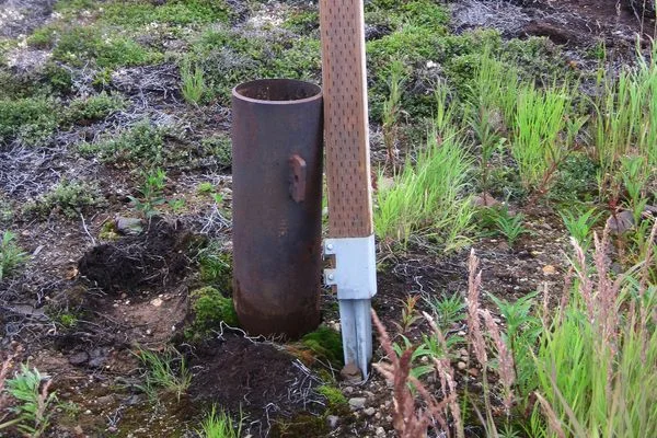 An example of Pebble's equipment sticking up above the tundra. 