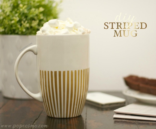 DIY Gold Striped Mug | Popcosmo