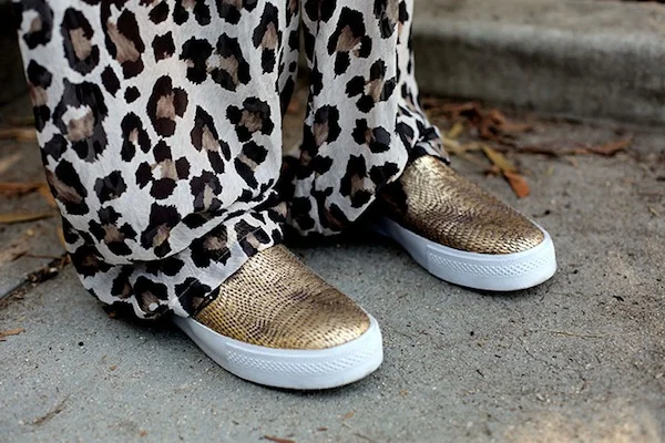 gold sneakers
