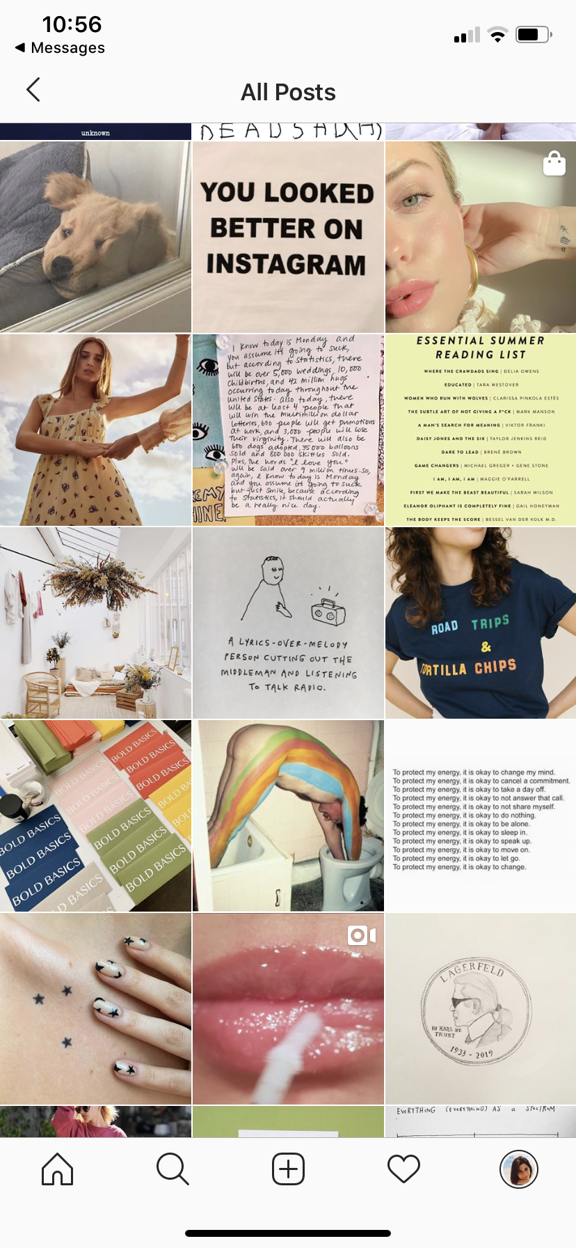 I took a screen shot of my saved posts on Instagram because, well, look how pretty it is.