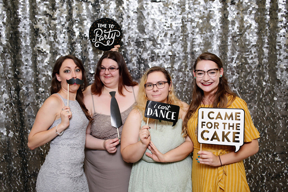 Photobooth photo booth rental wedding event instant unlimited print kiost white shell silver large sequin backdrop wedding cheyenne wyoming fort collins denver northern colorado liz osban photography1.jpg