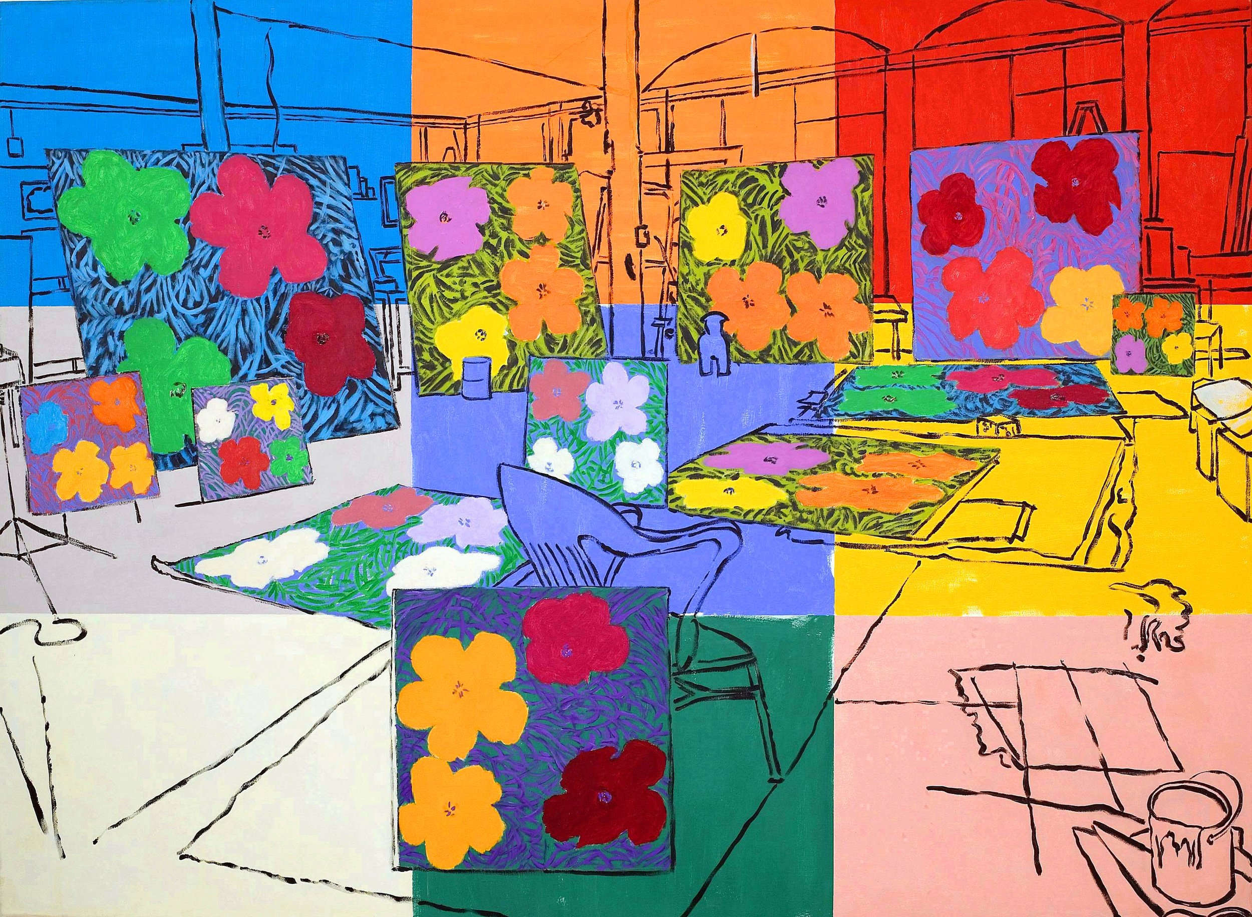 "Warhol's Factory," acrylic on canvas, 62 x 72 in, Damian Elwes