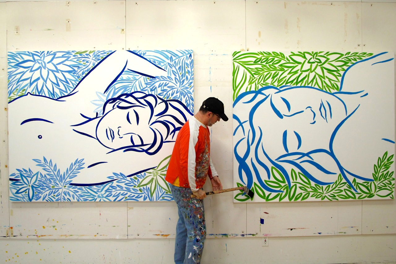 in my studio painting "Spirit" and "Origin"