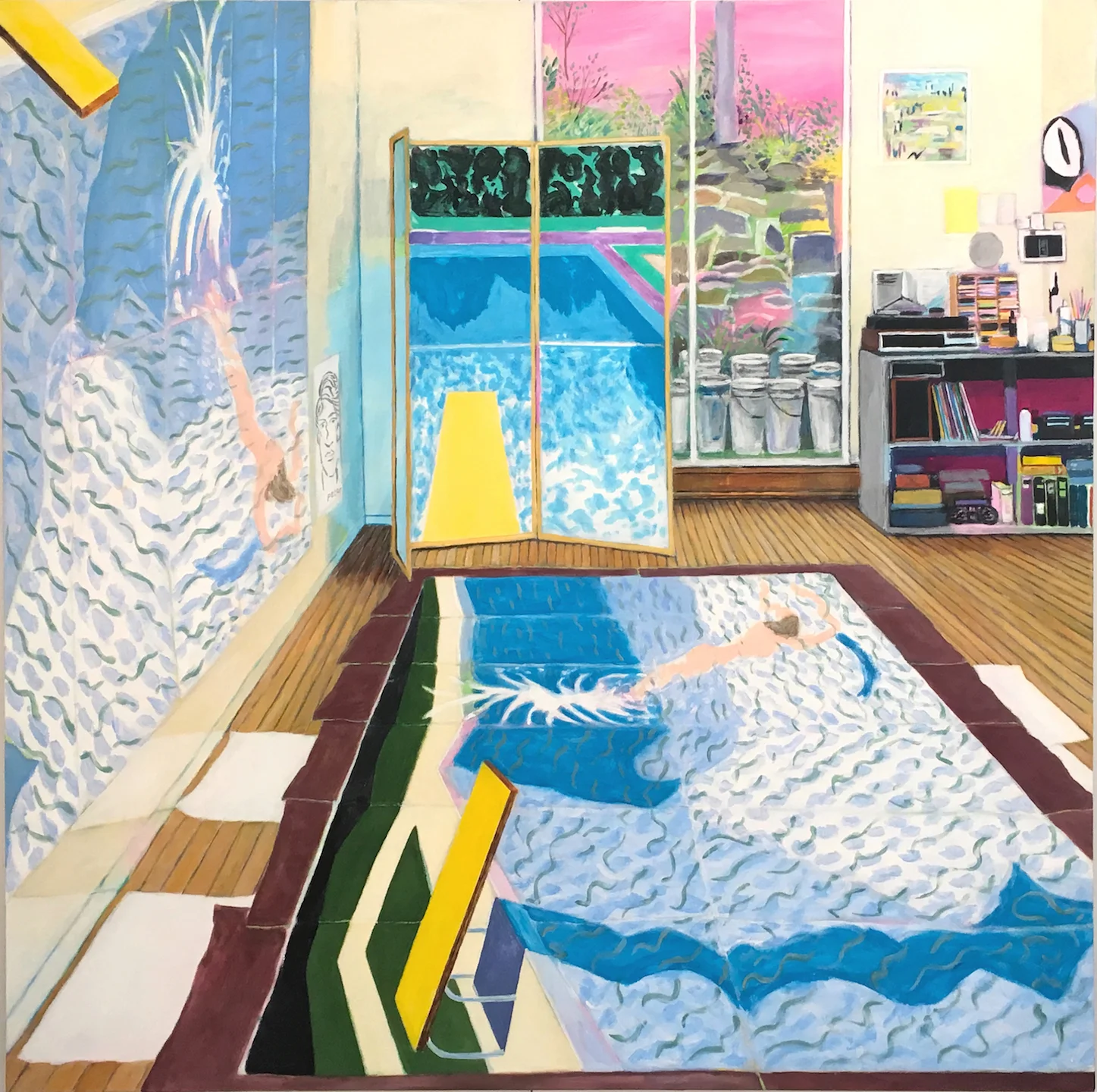 Hockney's Studio While Painting Paper Pools in 1978