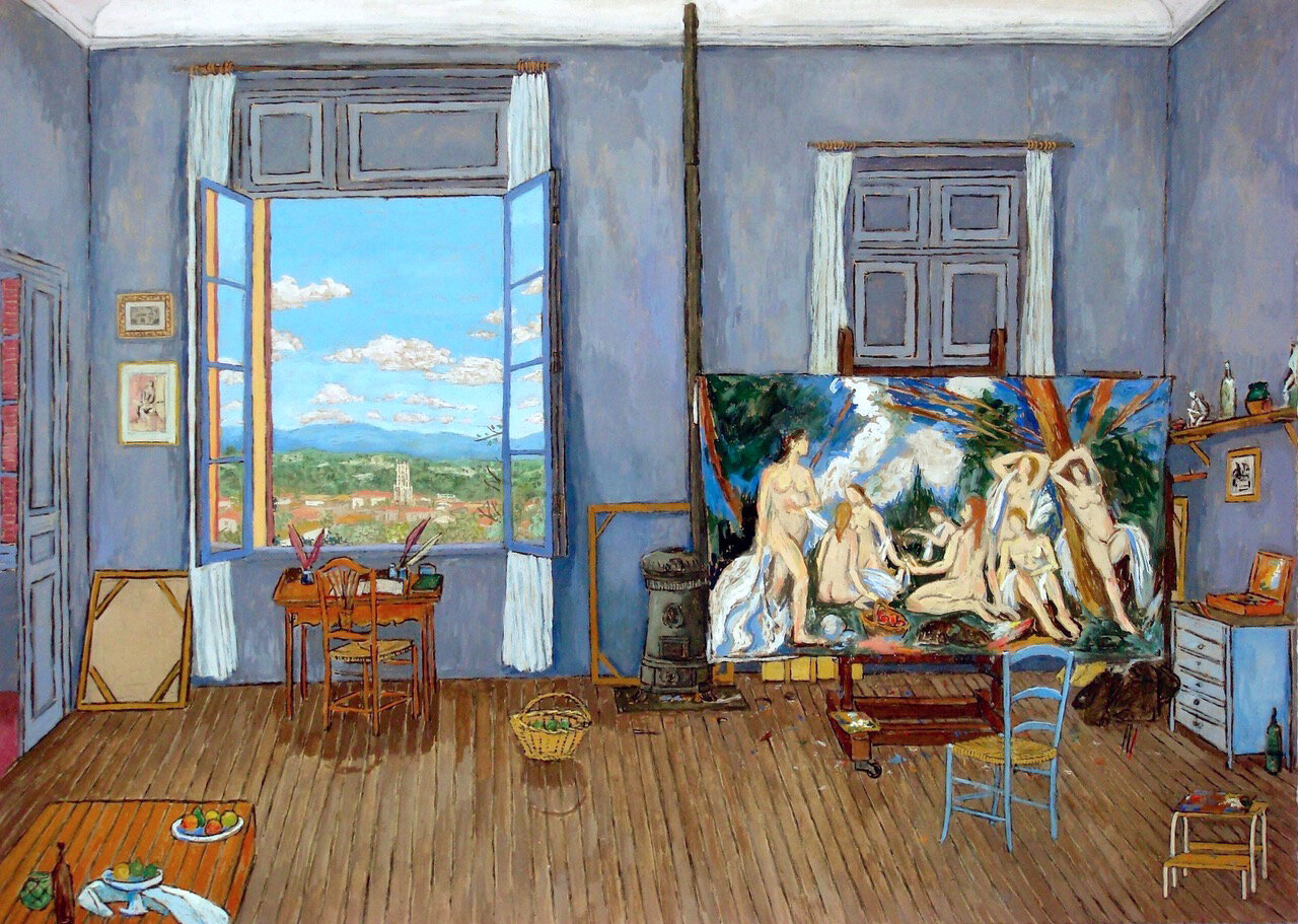   Cézanne's Studio, 2007, gouache on board, 18.25 x 26.5 inches 