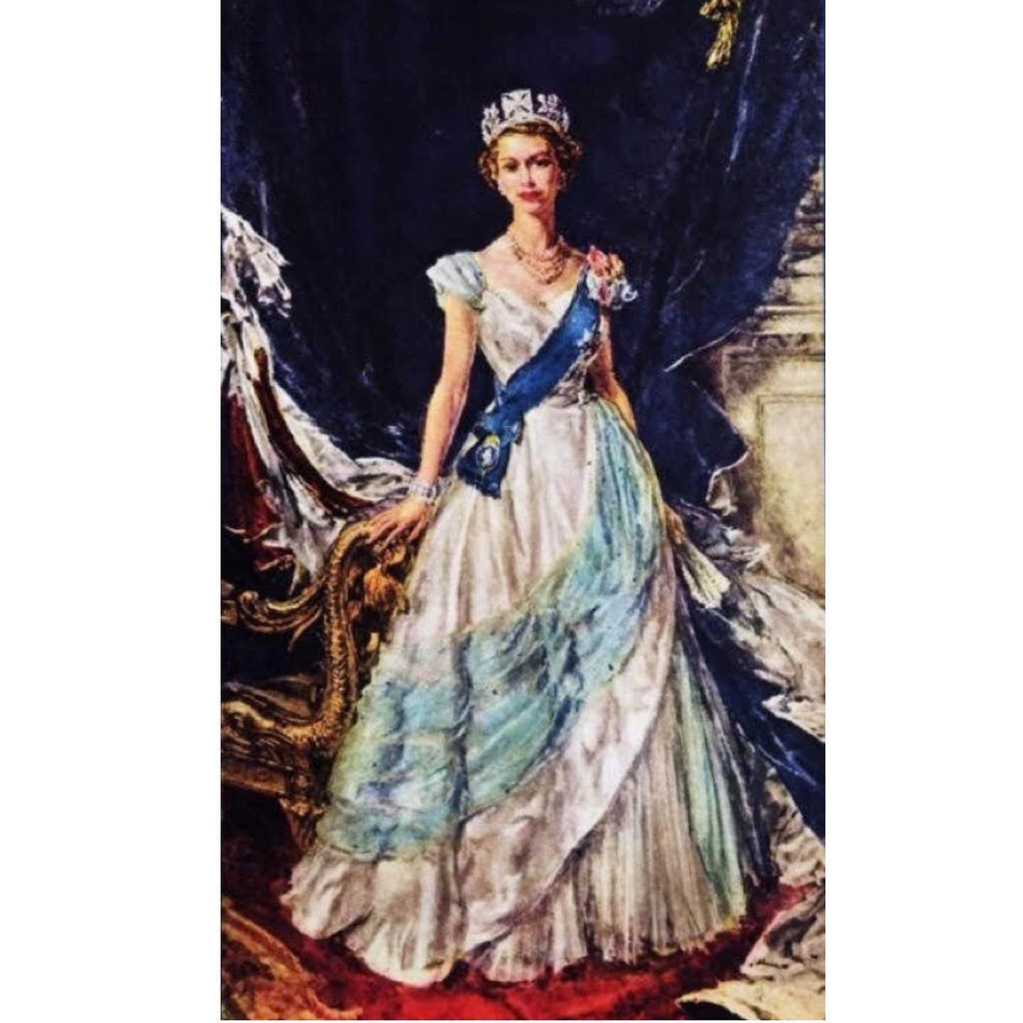 H.M. Queen Elizabeth ll, painted by my grandfather, Simon Elwes R.A. in 1955 (wearing the Order of the Garter bestowed by her father, George VI)