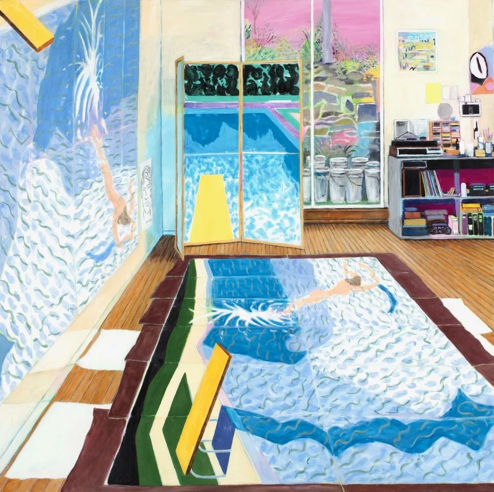David Hockney's Studio while painting "Paper Pools"