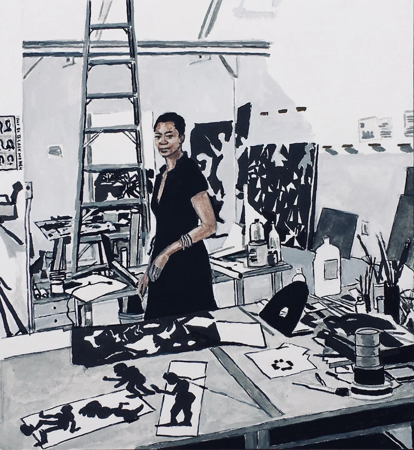Kara Walker, gouache on paper