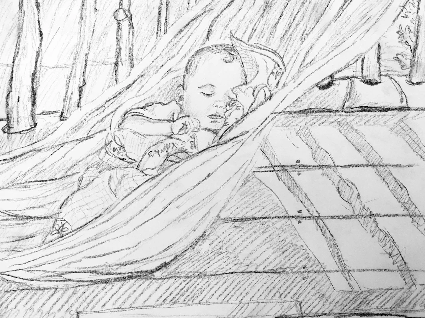 Cosima at 2 months, 1997, pencil on paper