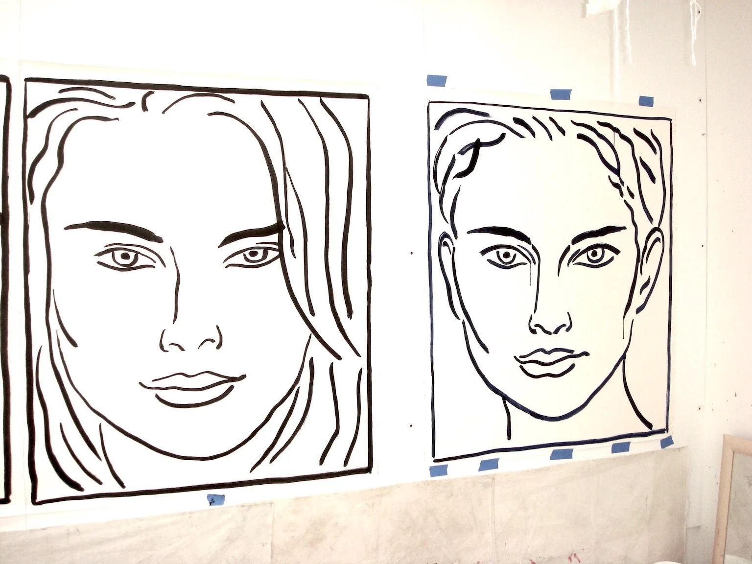 Natalie Portman,  ink on paper, each 42 x 34in