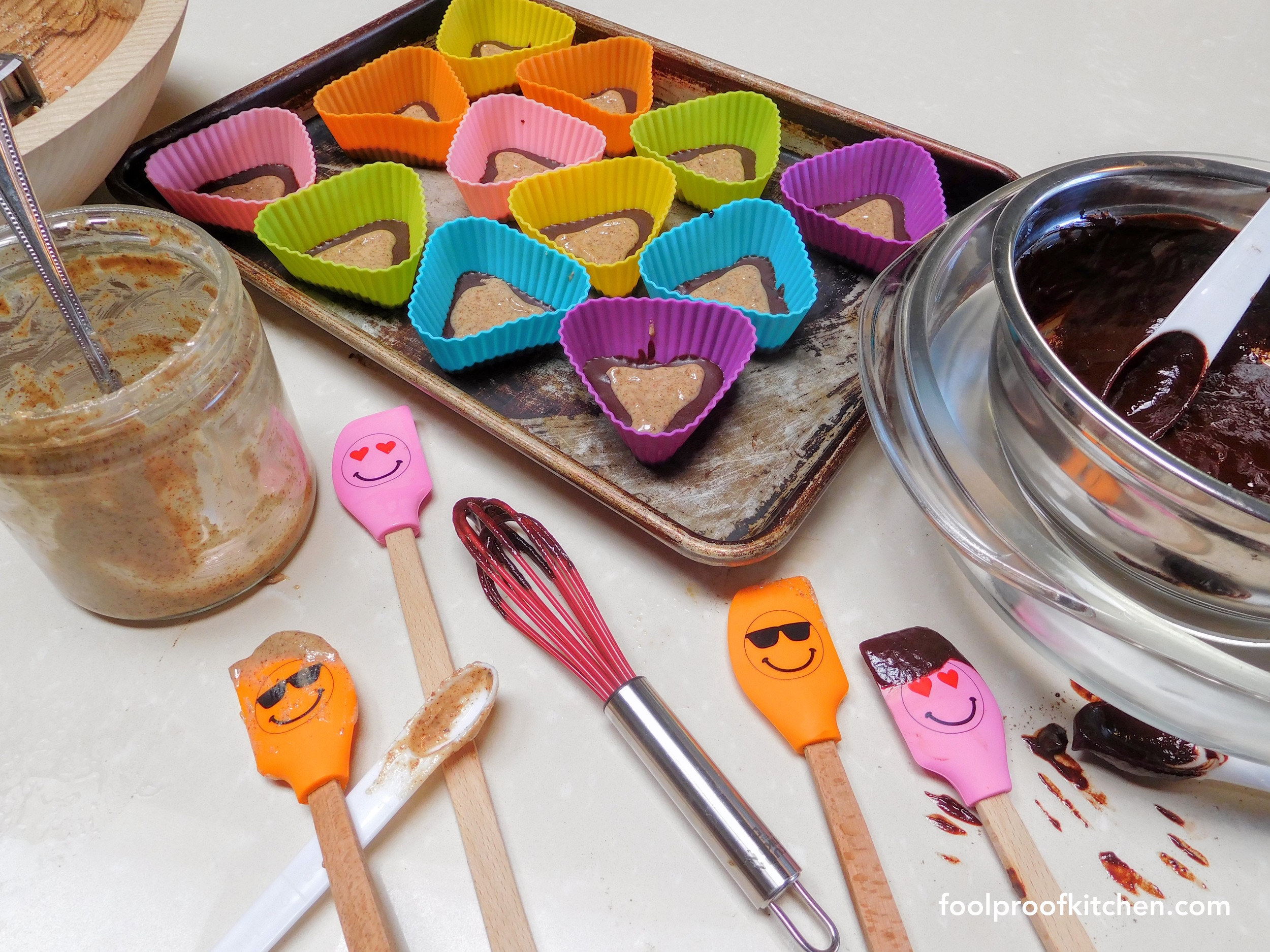 Making chocolates on Vday.  The spatulas had a double date.