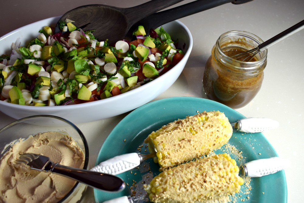 July 14 Caprese Salad and Corn.JPG