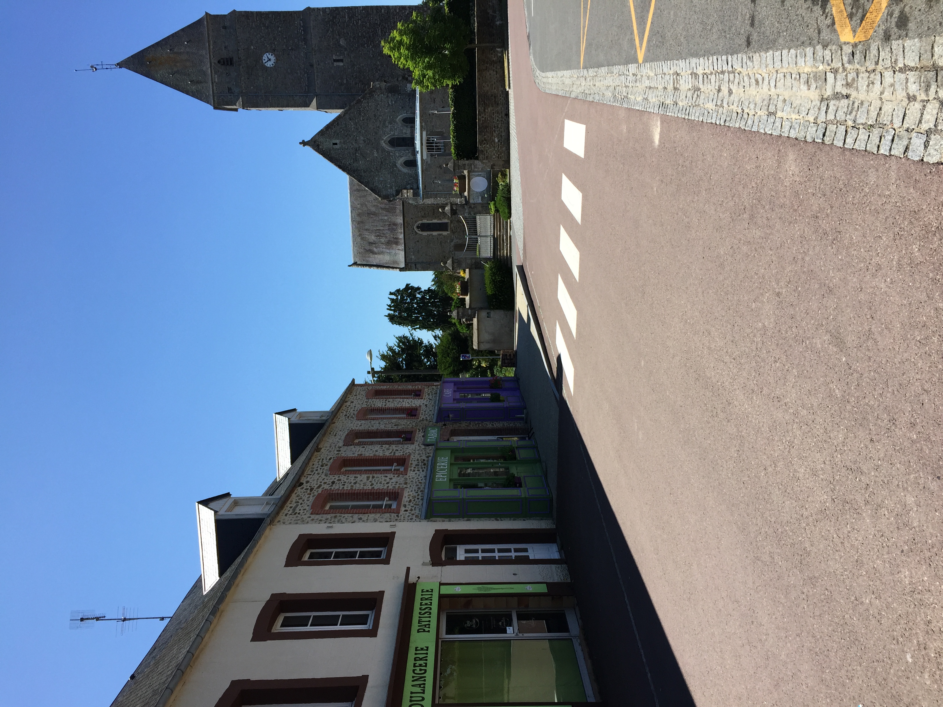 Typical small town in the France country side. Église (church), Bakery, Tabac, and of course a Café. I probably go through 5 of these a day when riding my bike. 