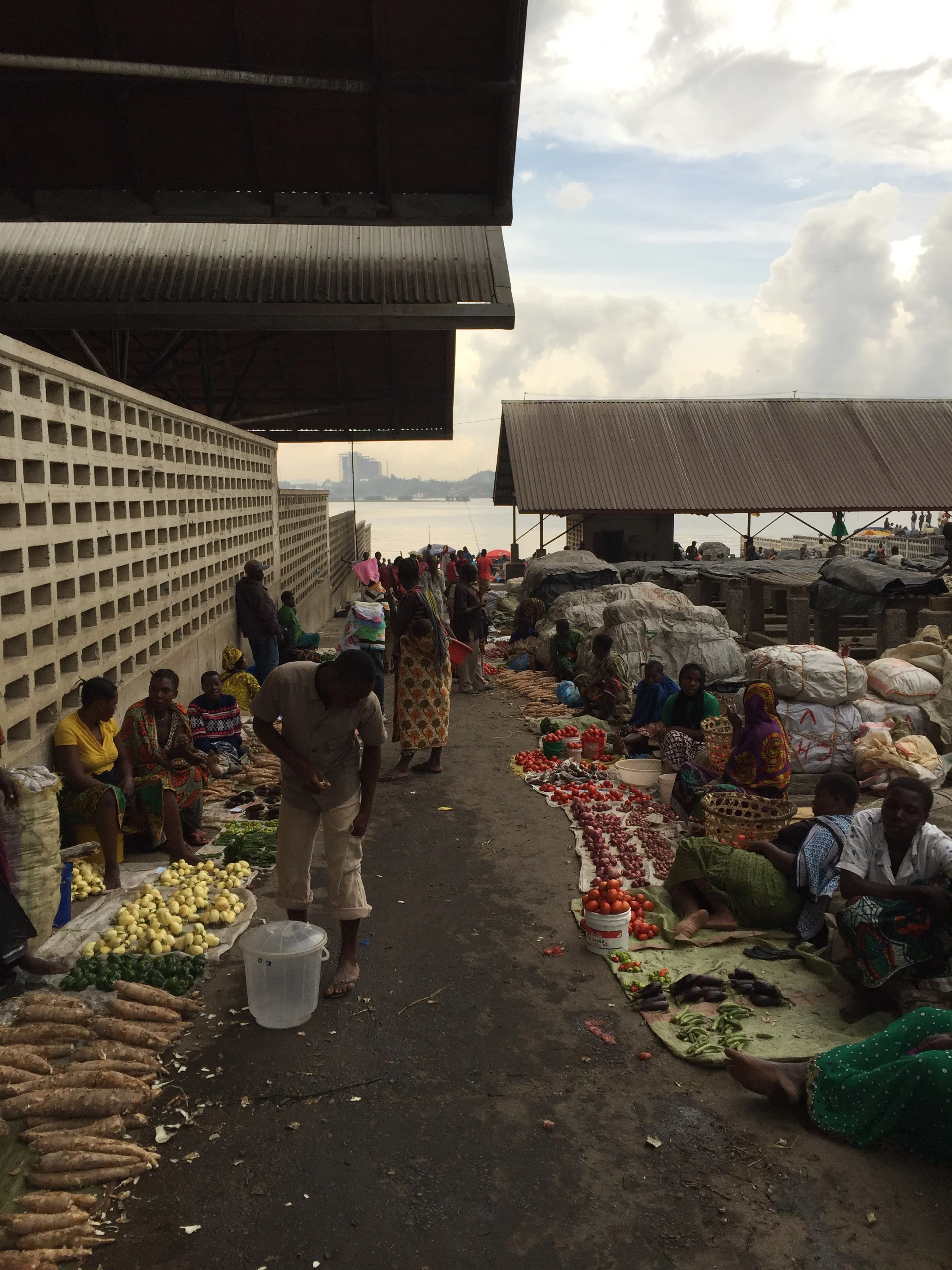 Fish market. No fish, right? The majority of the fish are small, bundled in potato sacks and sold as feed. 