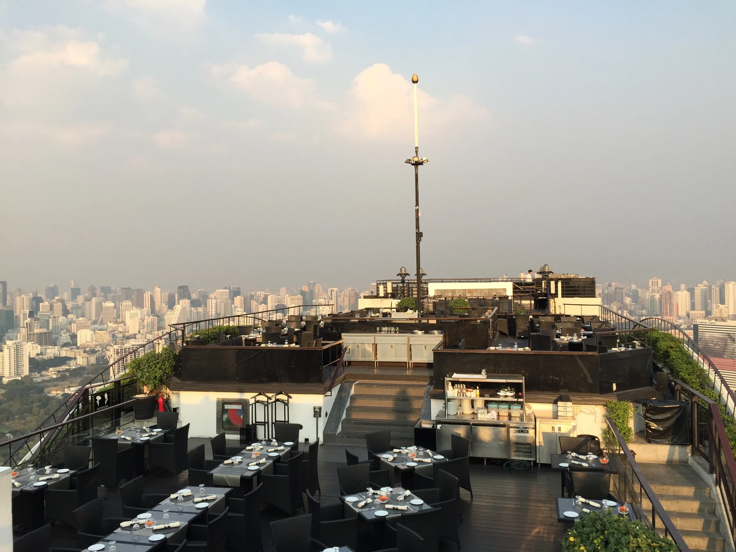 Bangkok is known for its sky bars. If you're in the city, do yourself a favor and hit one sky bar for a sunset. This view is courtesy of the Vertigo & Moon Bar in the Banyan Hotel.