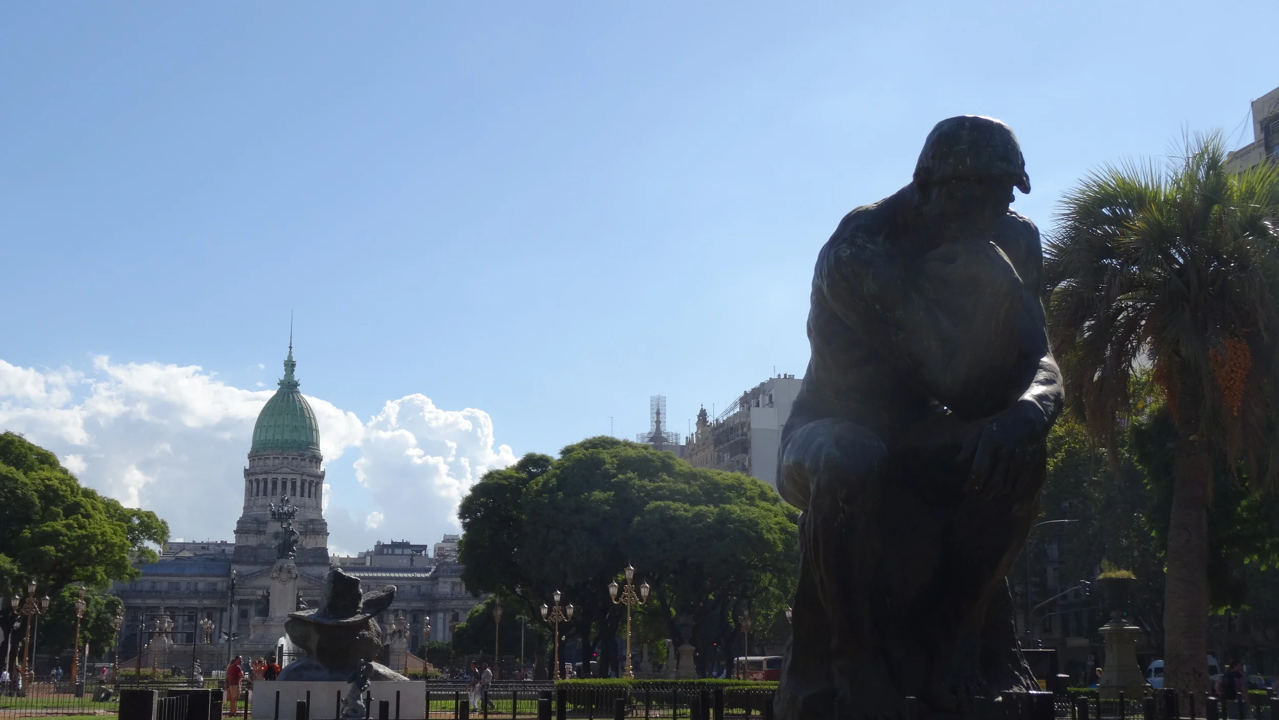 The Thinker, situated at Congressional Plaza. It's one of twelve copies in the world. 