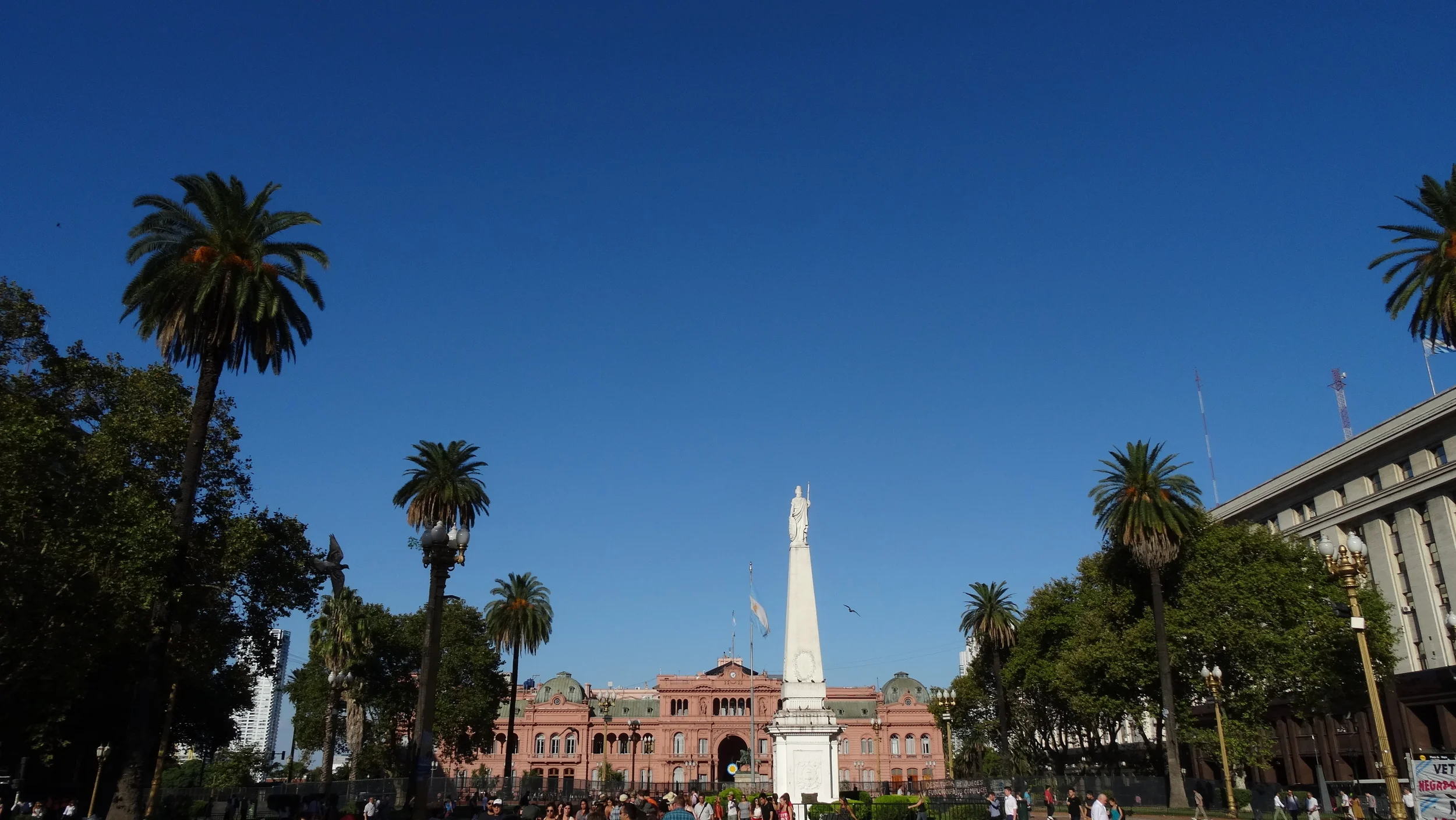 Plaza de Mayo with Casa Rosada in the background. 