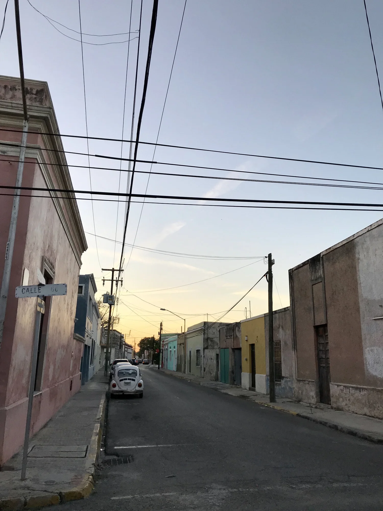 Evening street scene in Mérida, Mexico