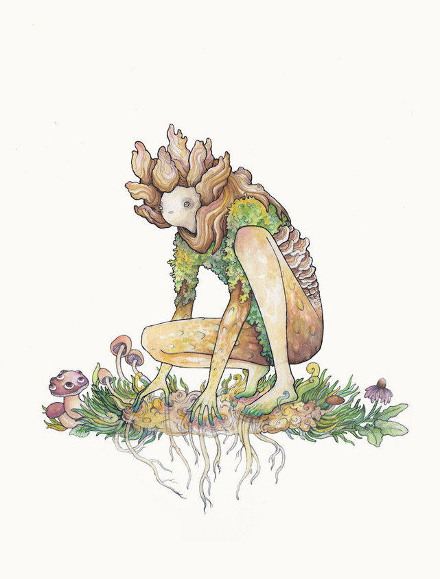  ”Forest Spirit” Pencil, marker and ink on paper Animation and augmented reality programming 2017  Featured in the "Prosthetic Reality" Augmented Reality art book. 