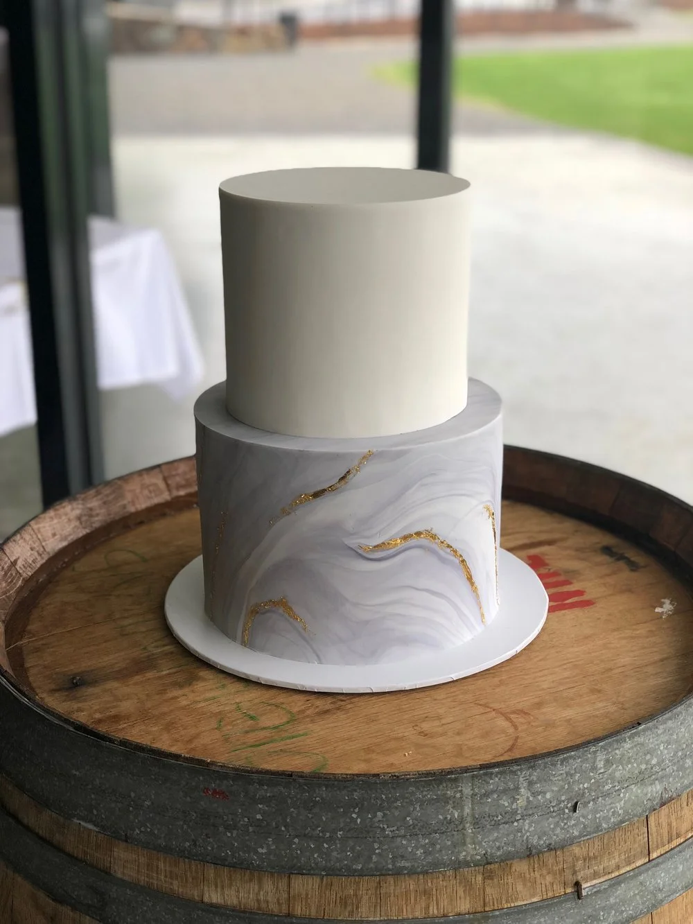 Marble & Gold Leaf Wedding Cake