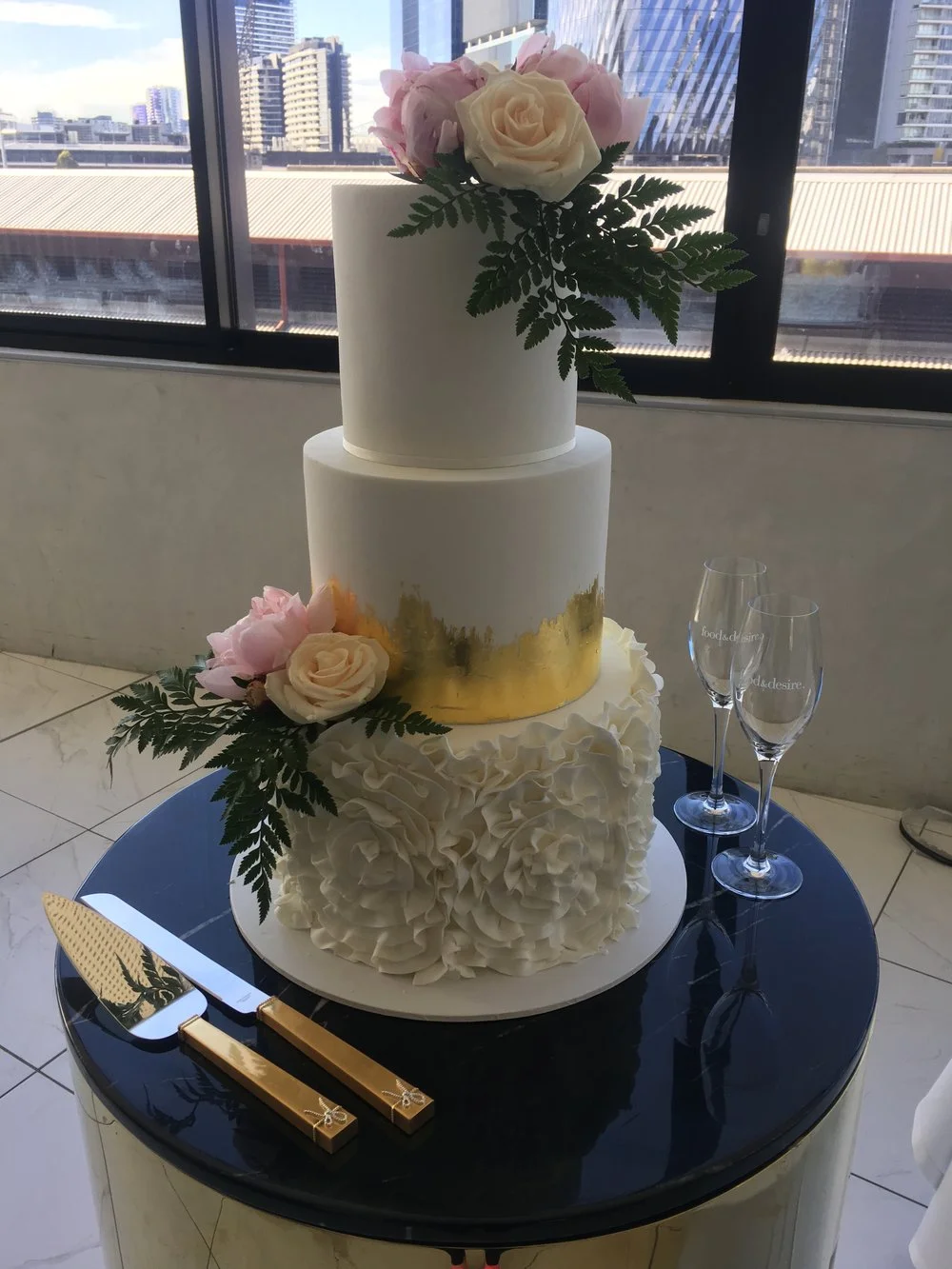 ruffle+gold+leaf+flowers+wedding+cake+melbourne.jpg