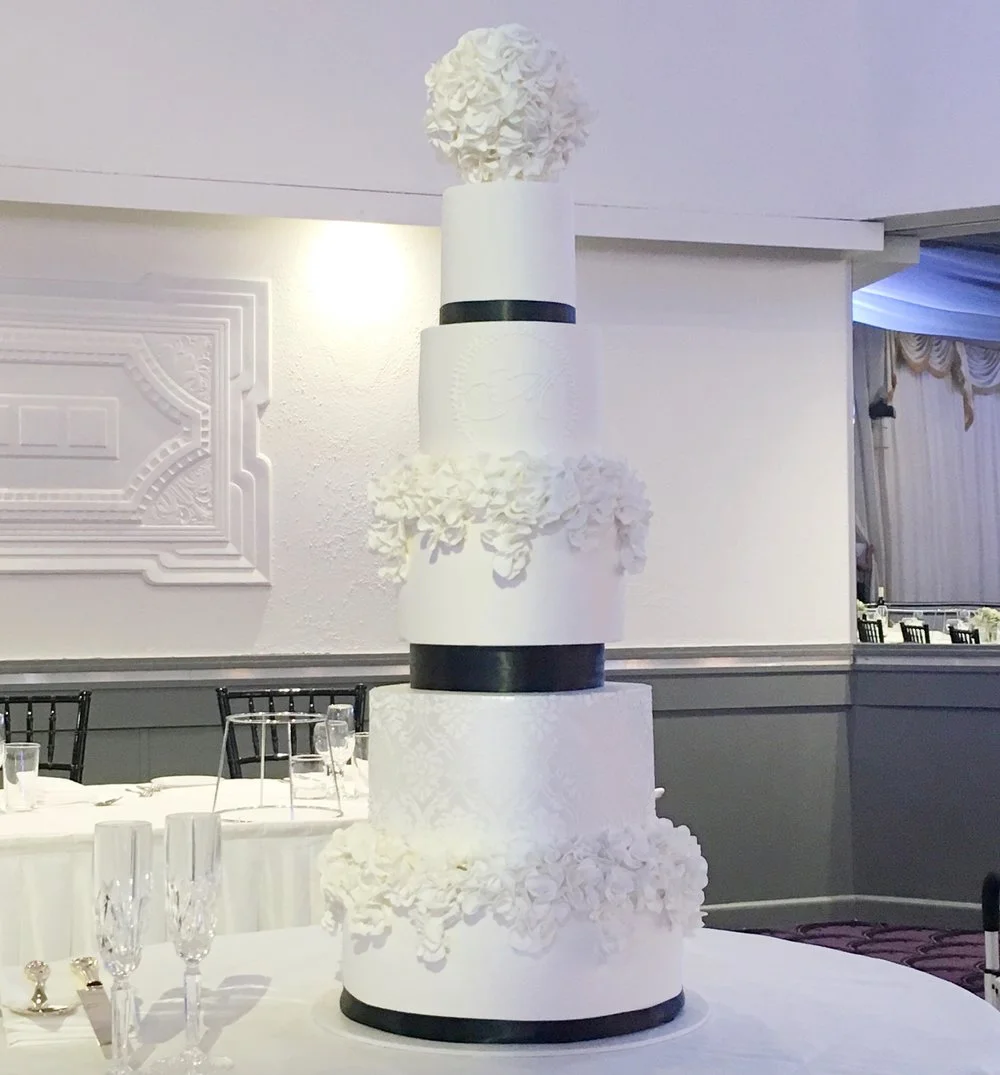 Black & White 5 Tier Showstopper Wedding Cake at San Remo Ballroom