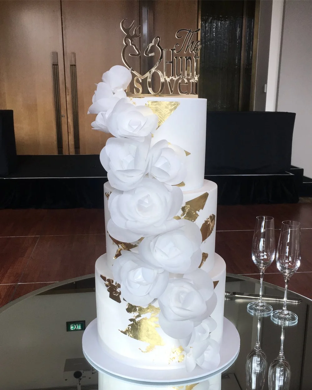 Wedding cake with wafer paper flowers