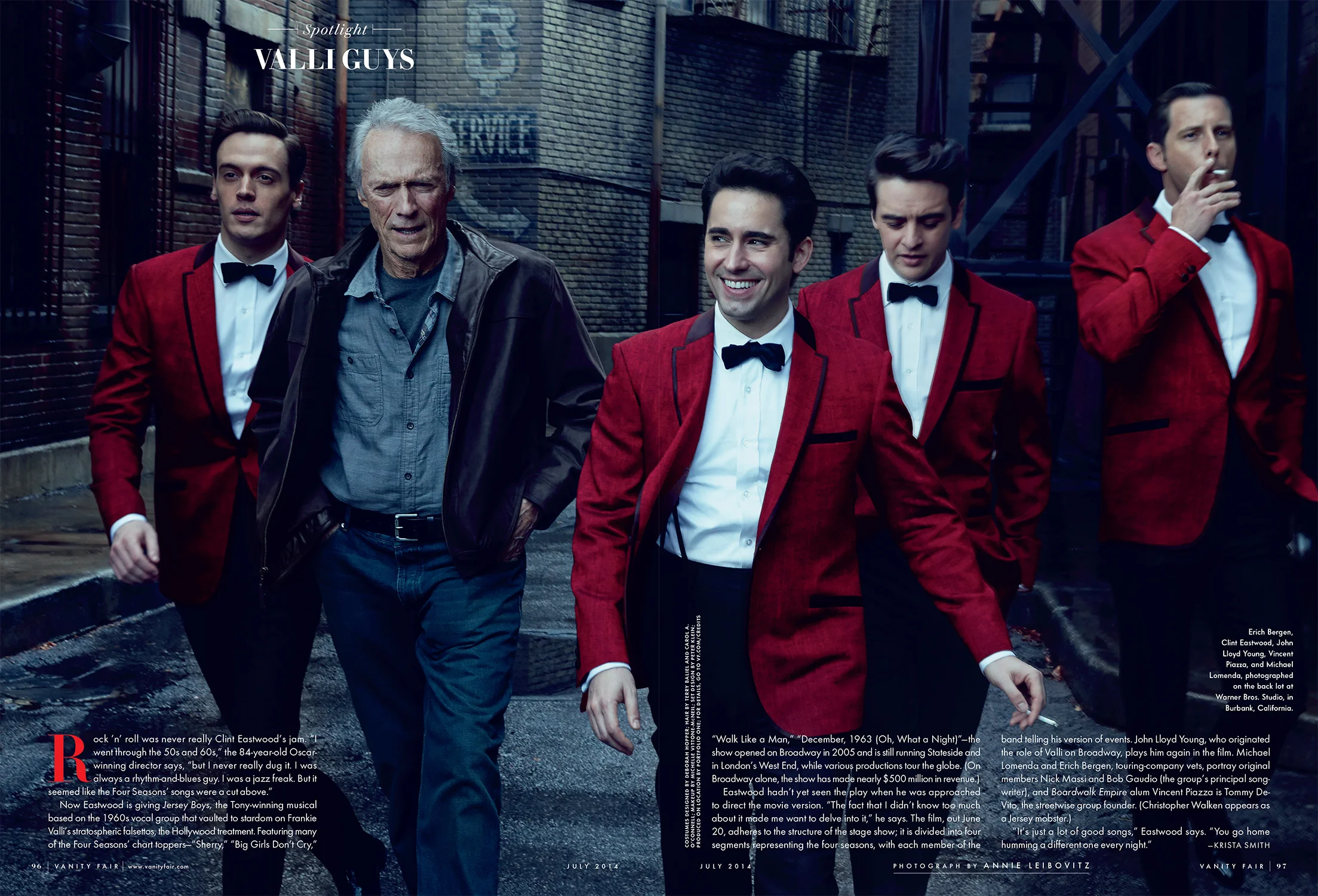Clint Eastwood and the cast of Jersey Boys Photographed by Annie Leibovitz for Vanity Fair