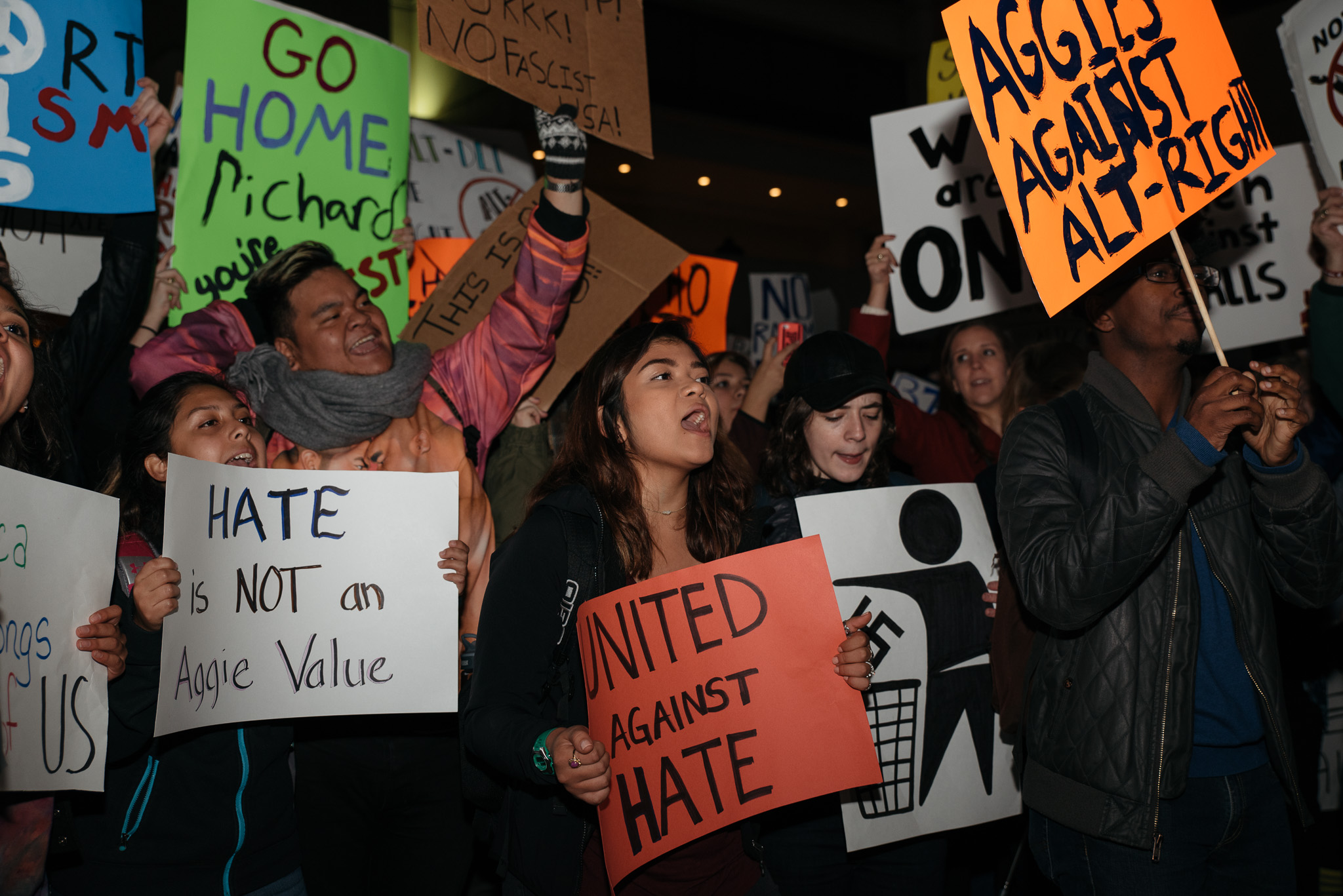 Texas A&M University students attending an on-campus protest on December 6, 2016. Photo by Cody Cobb, M3.
