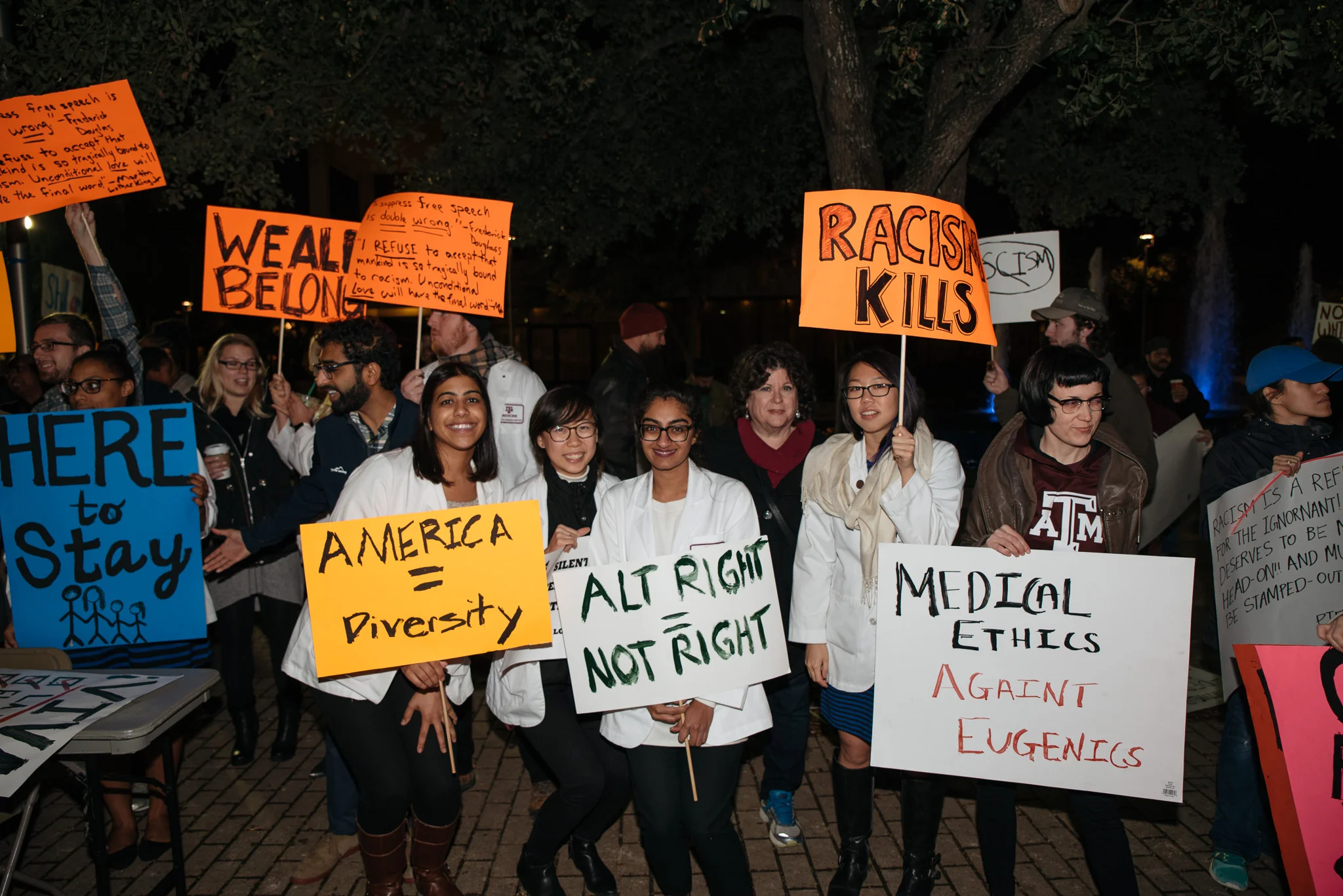 Texas A&M College of Medicine students and faculty attending on campus protest on Dec 6, 2016. Photo by Cody Cobb, M3.