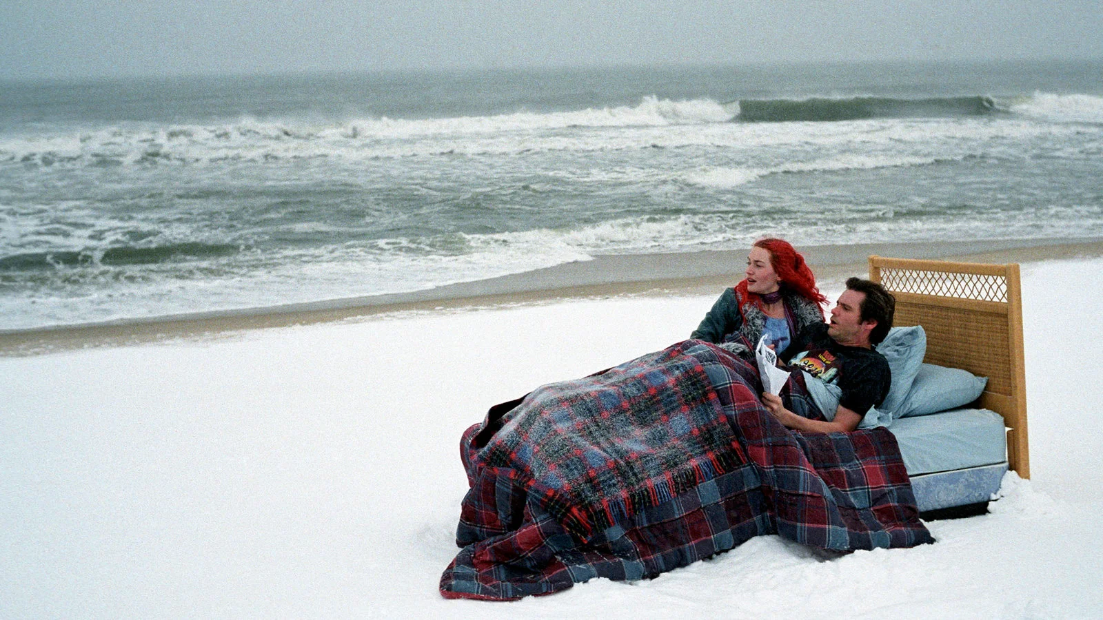 Meet me at Montauk: Clementine (Kate Winslet) and Joel (Jim Carrey) find themselves lost in a sea of memories in Michel Gondry’s Eternal Sunshine of the Spotless Mind (2004).