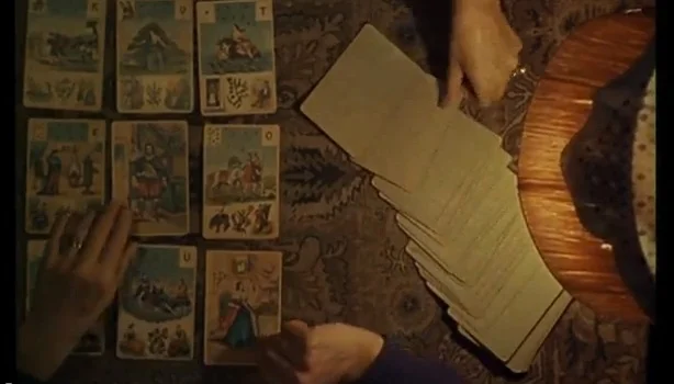 The opening credits of Agnès Varda’s Cléo from 5 to 7 (1962). While waiting for the results of a medical test, our protagonist Cléo gets her fortune told. The Death tarot card appears during the reading.