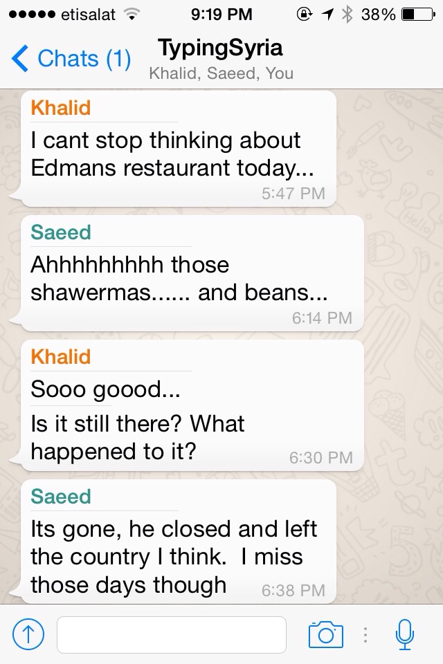 4/14/15, 9:33:17 PM: Knowing that one of their favorite restaurants, where they indulged in good food with good friends, is forever gone made me feel blank on the inside. Even if they wanted to go back, to indulge themselves again for one last time, they'll never be able to. - Age 22, United Arab Emirates