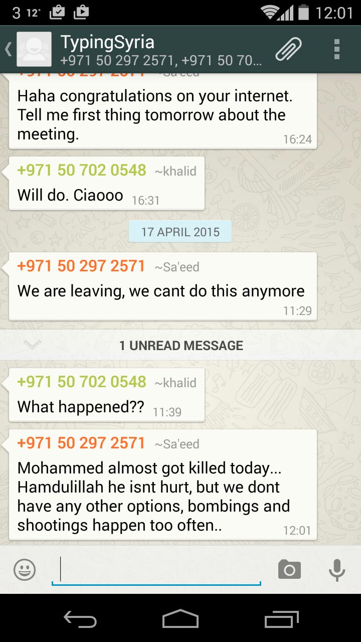 4/18/15, 10:50:43 PM: Here’s where shit gets real. First time we’ve seen Saeed lose his sense of humour. V abrupt. - Age 30, United Kingdom