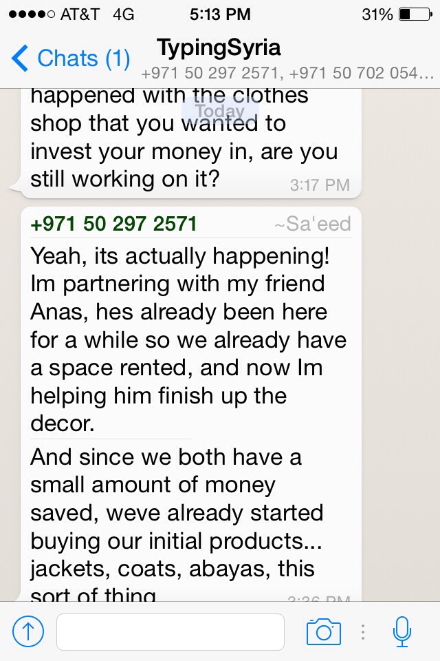 4/29/15, 7:34:38 PM: I would have never imagined war to be a context for new businesses. - Age 22, United States