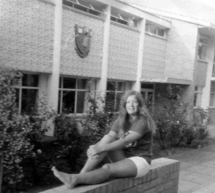 Ann McIlroy posing out the front of St Catherine’s in 1971