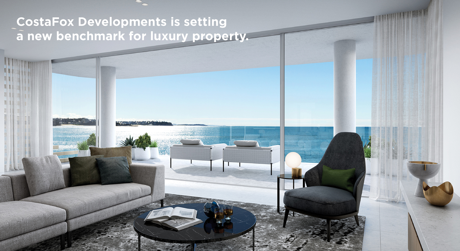 Costafox project render living room for Bower Manly