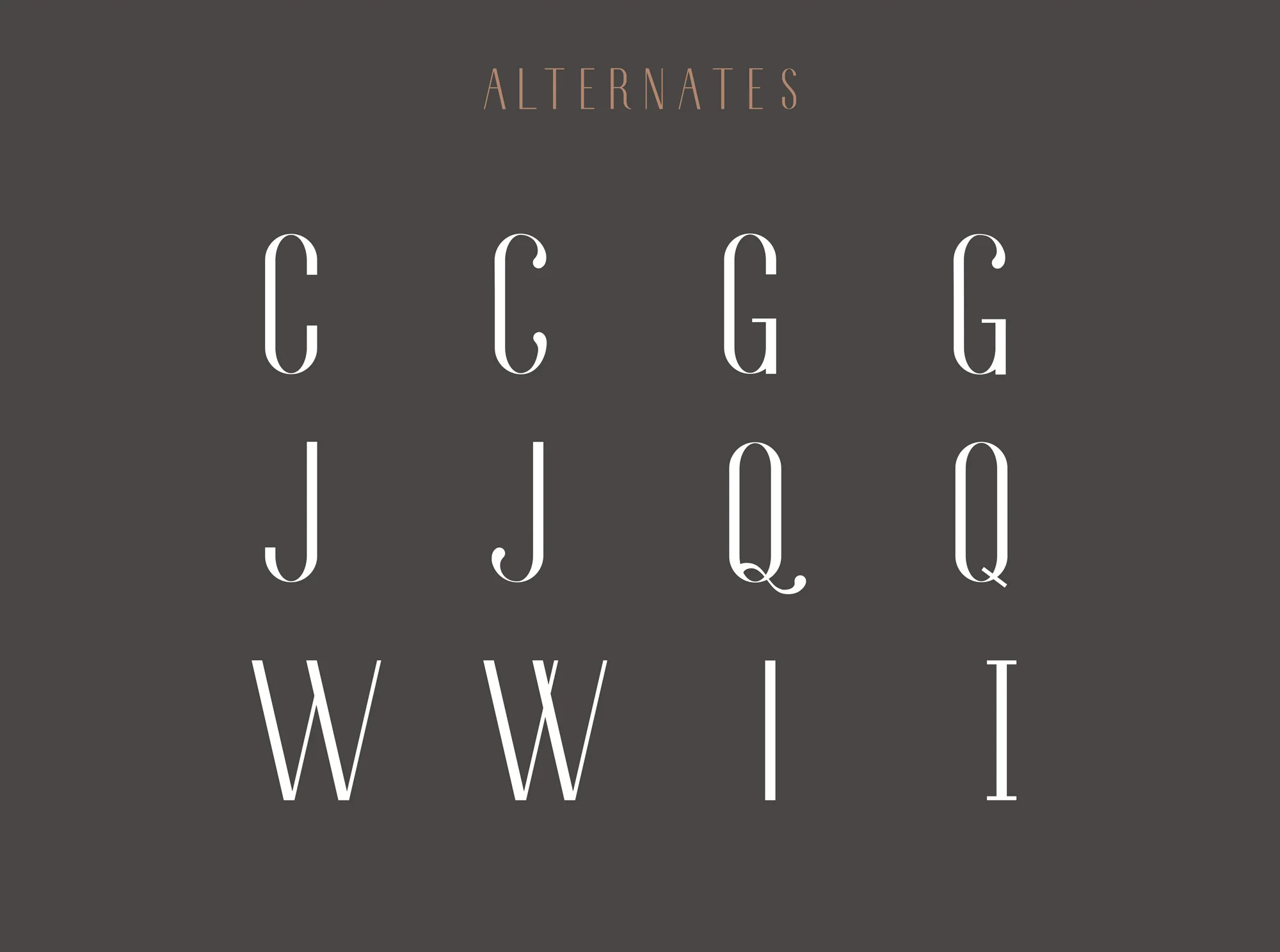 Quight Display Custom Font Design Elegant alternates from the typeface