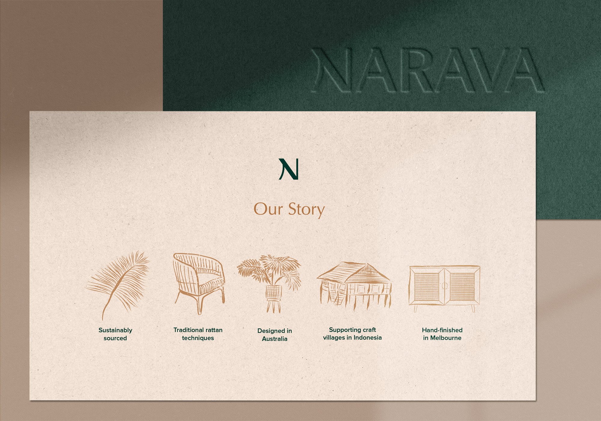 Narava printed flyer with illustrations