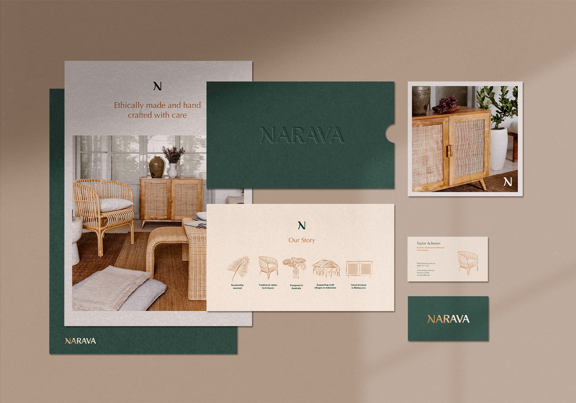 Narava branding suite of printed items