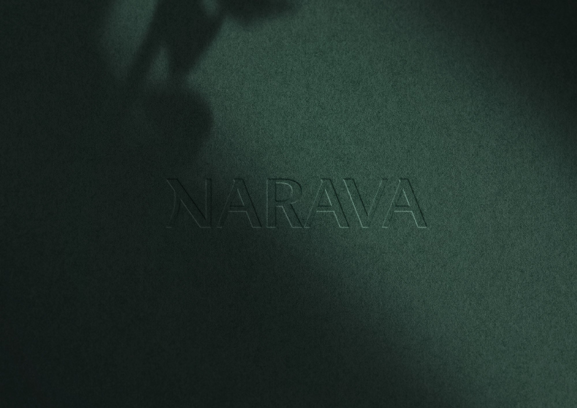 Narava Logo blind deboss into textured paper stock